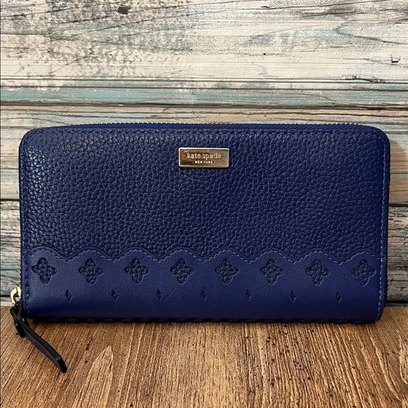Kate Spade Neda Market Street Accordion Wallet in Blue Pebble Leather - Picture 11 of 12